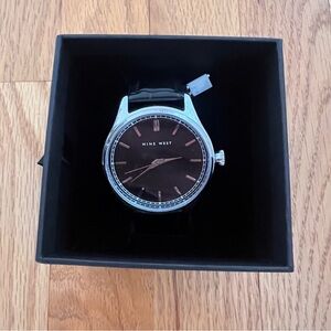 Nine West Men’s Jasper Watch NWW2201M – Black Leather Strap – New With Tags